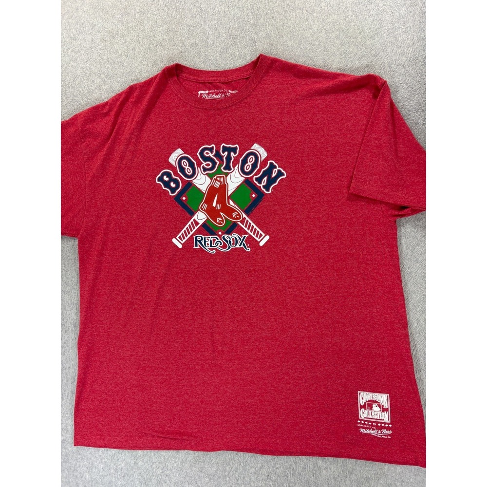 Boston Red Sox 50/50 Short Sleeve Baseball Crew Tee Shirt (Men's 2XL) Red